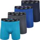 New Balance Men's Mesh 5" No-FLY Boxer Brief (4-Pack) (Medium, Thunder/Maldives Blue/Team Royal/Pigment)