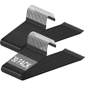 devesanter Pants Hanger, 30 Pack Space Saving Open-Ended Metal Pants Hanger, Non Slip Trousers Slack Hangers Organizers for Pants Jeans Slacks Scarf Trousers Ties，Black