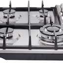 Deli-kit 24 inch LPG/NG Gas Cooktop Dual Fuel Sealed 4 Burners Stainless Steel Gas Cooktop 4 Burners Drop-In Gas Hob DK245-A02 Gas Cooker, 600*510*100