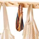 Wall Mounted Coat Rack 24 inches, Hickory Wood Wall Coat Hooks with 6 Hooks, Wooden Coat Hanger for Hanging Clothes Robes Towels Hats, Natural