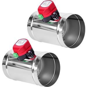 2Pcs 5" Motorized Duct Damper,On/Off Backdraft Damper Control, Stainless Steel Airflow Control Damper for HVAC System, 24V AC