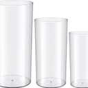 meekoo 3 Pcs Flower Acrylic Vase Cylinders Round Decorative 4 x 8 in, 5 x 10 in, 6 x 12 in Vase Break Resistant Acrylic Flower Cylinder for Centerpiece Home Wedding Decor(Clear, Classic)
