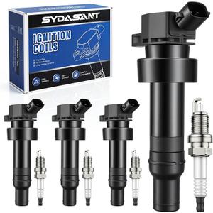 Ignition Coil Pack UF652 and Iridium Spark Plugs 93815 1.6L Compatible with L4 2012-2019 Kia Soul Rio Hyundai Accent 2012-2017 Hyundai Veloster Naturally Aspirated, Replaces for UF652 C1803