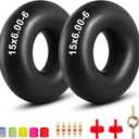 15x6.00-6" Inner Tubes 2-Pack Heavy Duty with TR14 Straight Valve Stem Premium Replacement 6.00/6.50-6 Lawn Mower ATVs Go Karts Golf Carts Razor Dirt Quad Wheelbarrow Snow Blowers (2)