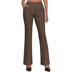Agenlulu Womens Dress Pants Elastic High Waisted Stretch Bootcut Business Casual Pants Pull on Office Work Slacks, L