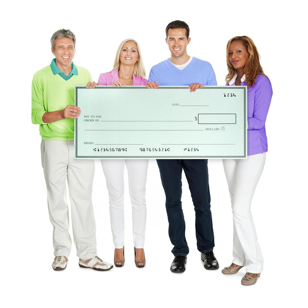 Giant Check (46 x 19.5 inches - X-Large Size) - Big Checks for Presentations, Awards, Donations, Ceremonies and Events
