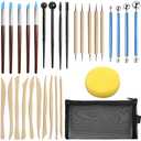 LotFancy 30PCS Clay Tools Kit for Beginners, Polymer & Air Dry Clay Sculpting Tools with Carrying Pouch, Pottery Ceramic Modeling Carving Tools Set for Adults Kids Art Crafts