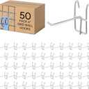 50 Pcs Silver Stainless Steel Grid Wall Hooks & Hangers, 4" Grid, Modern Minimalist Design, Wall Mount, Retail & Craft Show Display