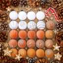 Namalu Boho 24 Pcs 1.57 Inches Velvet Ornaments for Christmas Tree Decor, Mini Flocked Christmas Balls Decoration Glitter Hanging Tree Ornaments for Holiday Rustic Modern Party Decor