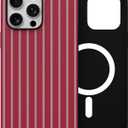 Skyseaco for iPhone 14 Pro Max Case with Magsafe Cute Striped Phone Case, Shockproof Slim Soft TPU and Hard PC Double Layer Protective Cover for Women, Hot Pink
