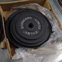 Fitvids Cast Iron Standard Weight Plates Including 5FT Standard Barbell with Star Locks, 95-Pound Set (85 Pounds Plates + 10 Pounds Barbell), Multiple Styles