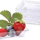 Kingrol 150 Count Plastic Dessert Plates, Mini Mini Mini Disposable Square Plates for Desserts, Appetizers, Sauces, Tastings