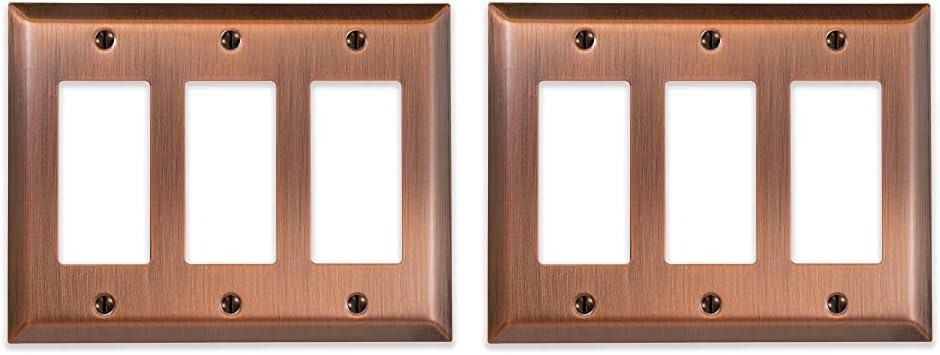 AMERELLE 163RRRAC Century Triple Rocker Steel Wallplate in Antique Copper (Pack of 2) (1 Count (Pack of 2))