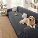 Chenille Couch Cover for Dogs Washable Boho Throw Blanket Washable | 71"118",Dark Gray, Soft Chenille, Tassel Design, Pet Friendly, Furniture Protector, for Couch, Sofa, Bed, Living Room