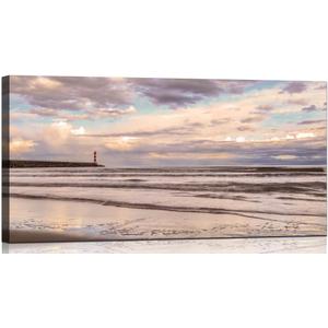 YRYWAWA Beach Canvas Wall Art Lighthouse Wall Art Beach Decor Ocean Seascape Painting Coastal Decor for Living Room, Bedroom, Office 20x40 Inch Waterproof & Ready to Hang