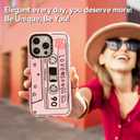 for iPhone 15 Pro Case Cute - Durable Shockproof 6.6 ft Drop Impact Phone Case - Funny Cassette Tape Design (6.1") Glitter Pink