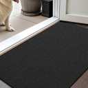 Color&Geometry Thin Door Mat Indoor Entrance Non Slip Rubber Backed, 24"x36" Indoor Door Mats for Entryway, Dirt Trapper Doormat, Washable Front Door Rugs, Ebony Black