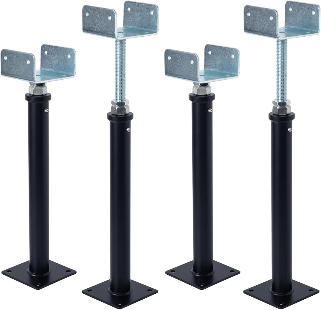 4 Pack U-Shaped Floor Jack - Adjustable Steel Beam Support for 4x2, 4x4, 4x6 Joists Heavy Duty Screw Jack with U-Head Telepost & House Jack.15-19 Inch Adjustment Range.