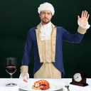 Founding Fathers Costume Colonial Style Judge Wig Lace Jabot and Cuffs Set, Perfect for Halloween, Cosplay, Party (White)