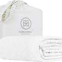 Threadmill Luxury Cotton Blankets for King Size Bed | All-Season Cozy 100% Cotton King Blanket | Criss Cross Jacquard Soft & Lightweight Coverlet fits California King Size Bed, 104x92 | White