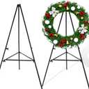 2 Pcs Christmas Metal Wreath Stand Holder - Detachable Wreath Holder for Cemetery, Wreath Easel for Wedding Flower Display Wreath Holder for Grave Gravestone Indoor,Outdoor Decorations (Black)