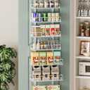 White 8-Tier Over The Door Pantry Organizer, Pantry Organization And Storage, Metal Hanging Spice Rack Shelves Door, Home & Kitchen Essentials, Laundry Room Bathroom Organization (5.3in(D)15.7in(W)74.8(H))