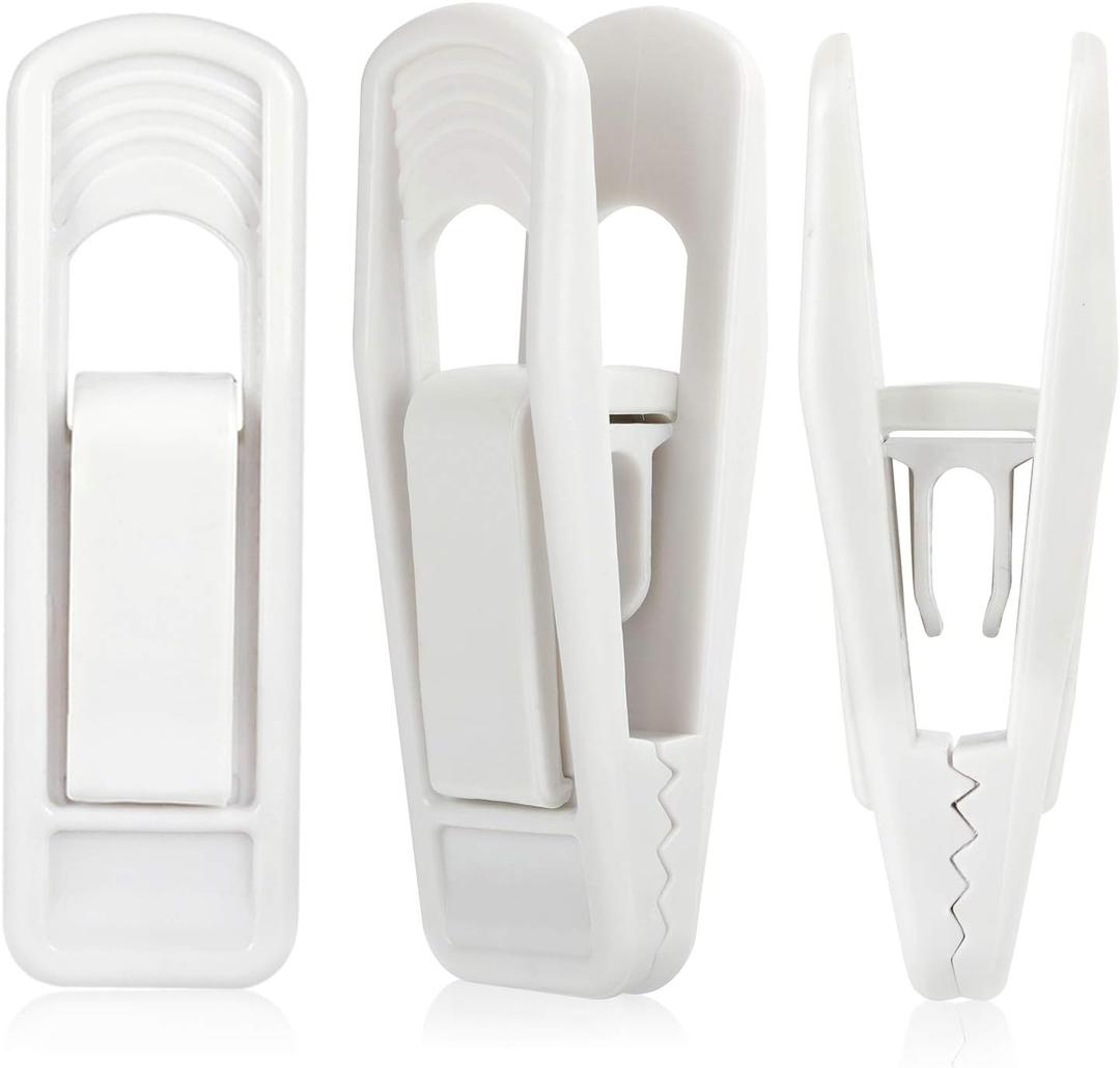 Tinfol 40pc Plastic Hanger Clips - Strong Pinch Grip Clips, White Pant Skirt Clip, Multi-Purpose Finger Clip for Slim-line Clothes Hangers