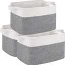OIAHOMY 3 Pack Storage Basket for Organizing, 13''X9.85''X8.7'' Storage Bins,Woven Basket Basket with Handles, Toy Storage Basket Bin,Stylish Room Decor Basket, White & Grey variegated