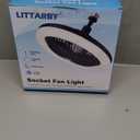 Socket Fan Light with Remote Control, 3 Colors 3000K-6500K Dimmable LED Light Bulb Fan Screw in Ceiling Fan for Bedroom, Kitchen, Storage Room, Closet, Wireless Small Ceiling Fans with Lights - White