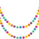 Boao 2 Pieces Wool Felt Ball Garland Colorful Pom Pom Garland Handmade 6.5 Feet Long 24 Balls Felt Banner for Wall Christmas Tree Decoration (Multiple Colors)