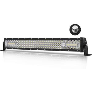 20 Inch LED Light Bar, AKD Part 150W Spot Flood Combo Off Road Driving Light Quad Row Super Bright LED Work Light Bumper Grille LED Bar Lights for Truck Pickup SUV UTV ATV Tractor Golf Cart Boat (White)