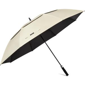G4Free 54 Inch UV Protection Golf Umbrella Auto Open Vented Double Canopy Oversize Extra Large Windproof Sun Rain Umbrellas (Ivory/ Black)