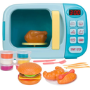Microwave Toys Kitchen Play Set with Light Sound,Kids Pretend Play Electronic Oven with Play Food and 6 Color DIY Play-Dough for Children Ages 3+ Years (Blue)