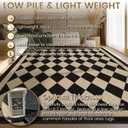 Washable Checkered Easy Jute Rug 8x10, Black Checkerboard Geometric Modern Outdoor Indoor Patio Large Rugs, Woven Thin Carpet Mat for Living Room Bedroom Classroom Nursery Play Room Backyard