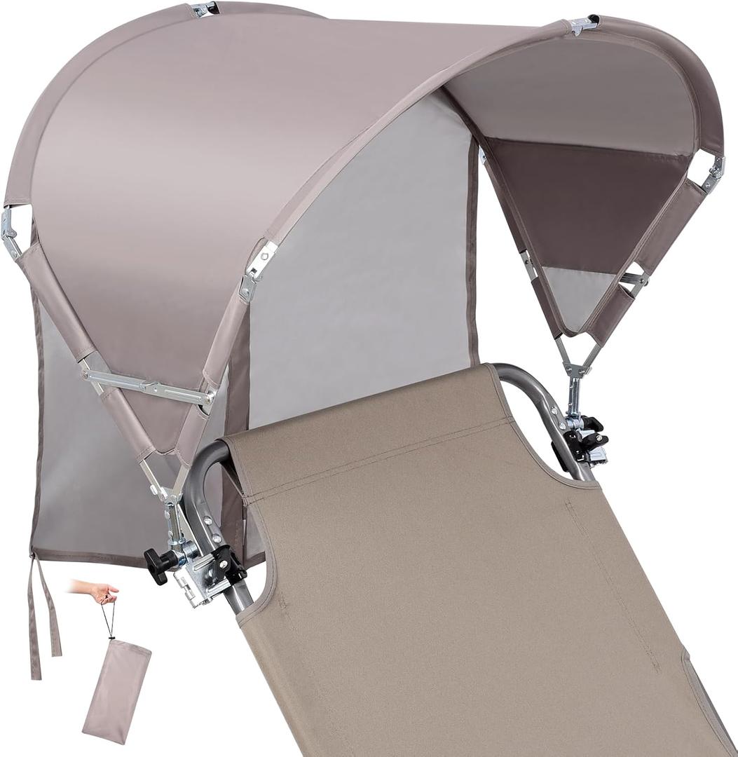 Universal Wind-Resistant Chair Umbrella Canopy, Foldable Portable UPF 50+ Sun Shade Attachment with Adjustable Clamp, Fits Most Beach, Camping, Lawn, Sports, Tanning, Zero Gravity Chairs, Patented