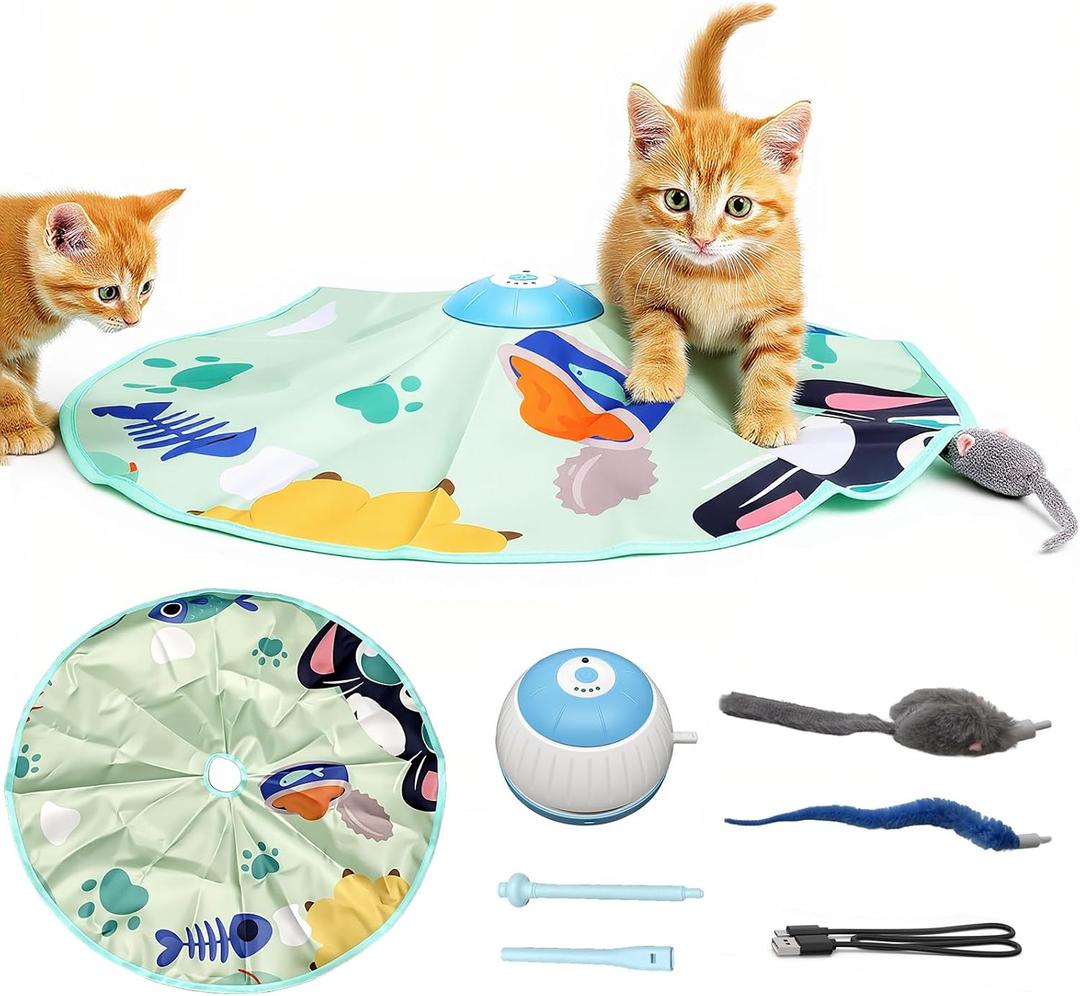 Cat Toy for Indoor Cats, Hide and Seek Game Interactive Cat Toy Rechargeable, Moving Concealed Feathers, Durable Exercise Toys for Indoor Cats, Bored Adult Cat