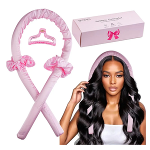 Heatless Curler Set,Heatless Silk Curls for Long Hair,No Heat Large Rollers Overnight,Rubber Curling Rods (Pink1) 3 Pack