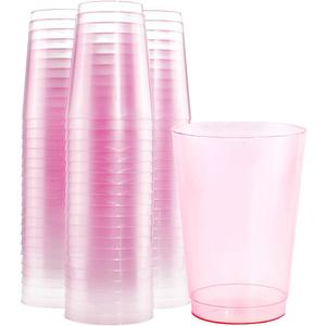 bUCLA 100pcs 12OZ Pink Plastic Cups - Premium Unbreakable Disposable Pink Solo Drinking Cups - Ideal for Wedding, Party & Valentine's Day