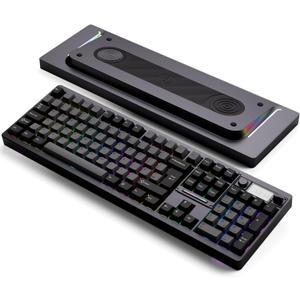 OOCTPK Wireless Mechanical Keyboard, Chilkey ND104 Gaming Keyboard with LCD Screen, 104% Hot Swappable Custom Keyboard with Knob, RGB Backlit, Bluetooth 5.4/2.4GHz/USB-C, Full-Aluminum, PC/Mac Support