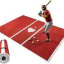 Baseball Batting Mat, 6 x 4 ft Home Plate mat with Non-Slip Rubber Backing, Durable Indoor/Outdoor Softball Pitching mat, High-Visibility Stance Guide, Foldable Baseball mats for Hitting