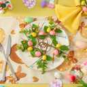 APTWOW Easter Napkin Rings Set of 6 - Farmhouse Eggs Napkin Holder, Spring Eucalyptus Leaf Napkin Rings for Holiday Birthday Wedding Party Banquet Easter Table Decor