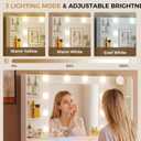 LUCKRACER Vanity Desk with LED Lights Mirror & Charging Station, Makeup Vanity with Storage Drawers and Shelves, Modern Dressing Table for Women Girls Bedroom, Ivory White