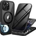 BERFY for iPhone 16 Pro Max Case, Compatible with MagSafe, Built-in Privacy Screen Protector, Camera Protection, Shockproof Full Body Phone Case 6.9", Clear Black