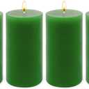 4 Pack Green Tea Scented Pillar Candles, 2x4 Inch, Long-Lasting, Dripless and Smokeless, Ideal for Home Dcor, Parties Weddings and Relaxation