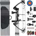 PANDARUS Compound Bow Draw Weight 0-70 Lbs for Pull Beginner and Intermediate Archer Fully Adjustable 19.25"-31" with All Accessories, up to IBO 320 fps New 2024(Black Right Handed Bag)