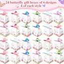 Ctosree 24 Pcs Butterfly Party Favor Boxes Floral Candy Treat Bags Pink Girl Butterfly Gift Paper Box Purple Blue Decor for Princess Birthday Party Baby Shower Supplies