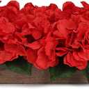 Flower Table Centerpiece, Artificial Hydrangea Arrangements Centerpieces Fake Flowers Decor Wood Tray with Faux Flower Wedding Bouquets Room Kitchen Farmhouse Indoor Office Party(Red)