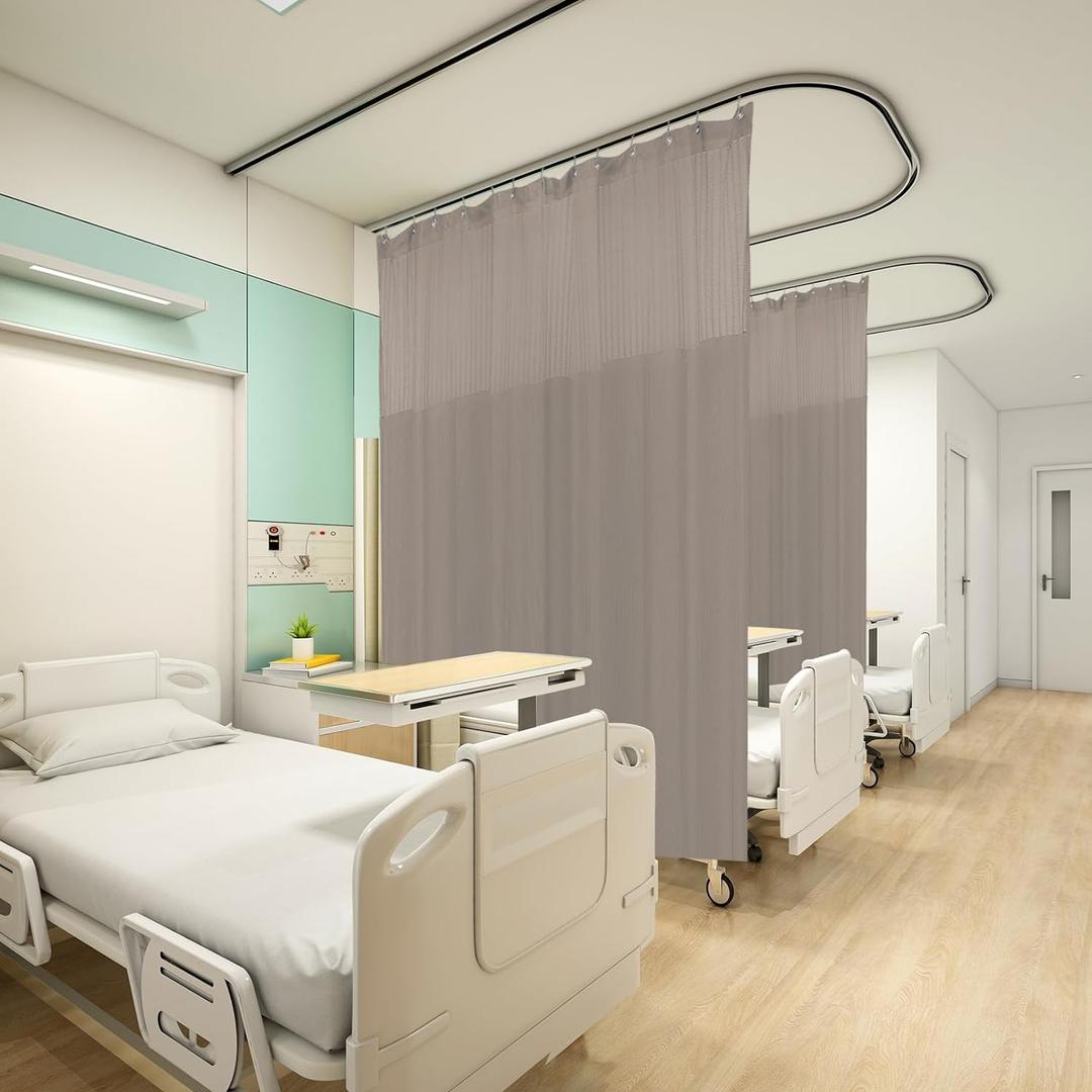 Flame Retardant Hospital Curtain Room Divider, Grommet Cubicle Curtain Divider Privacy Curtain for Hospital, Medical Clinic, Lab,School(1 Panel, 9x8FT,Grey)