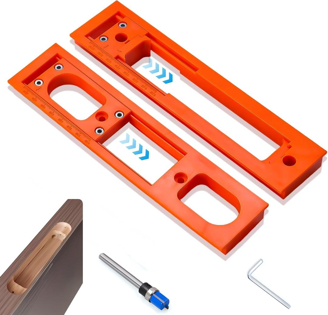 Adjustable Template for 6-7 inch Hidden Door Hinge Router Installation kit, Concealed Hinge jig withMilling Cutter (Template 1pc)
