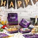 Tenceur 36 Pcs 2026 Purple Graduation Serving Food Trays 5 lb Large Grad Party Dessert Plates Bowls Paper Disposable Chip Boats for Party Supplies